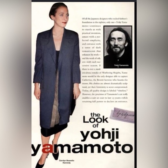 Vintage 90s Yohji Yamamoto Grey pinstriped Blazer Coat ASO Carolyn Bessette CBK - Picture 3 of 12